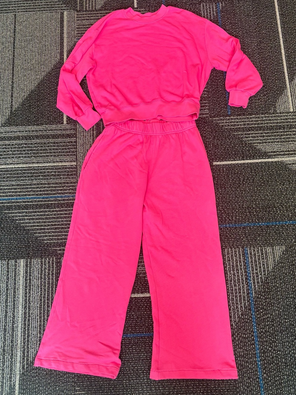 Michael Lauren knit set XS Pink Sweatsuit Crew Neck Wide Leg Pants - Picture 1 of 11